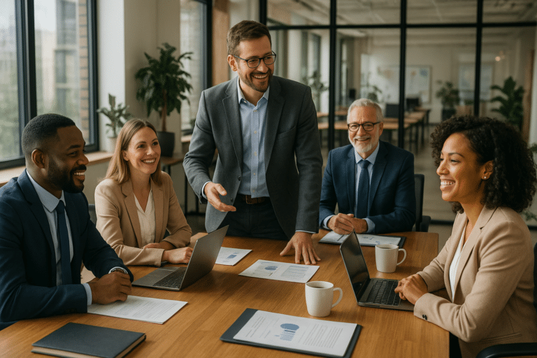 Professzionális üzleti megbeszélés a Jobtain Kft. munkaerő-közvetítéséről.
