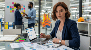 Gyártási pénzügyi szakember asztalnál, manufacturing erp jobs témájú kép